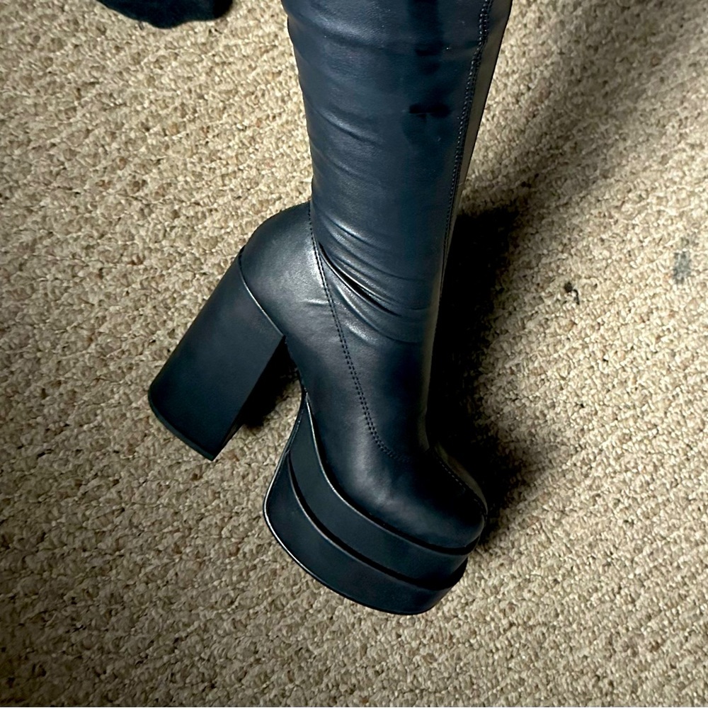 Platform calf high boots